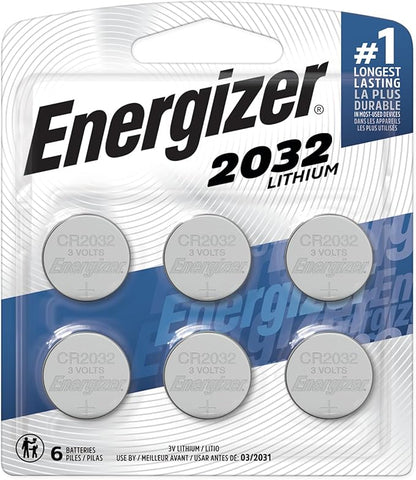 Energizer 2032 Batteries (6 Pack), 3V Lithium Coin Batteries