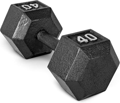 CAP Barbell Black Cast Iron Hex Dumbbell | 40LBS | Single or Pair