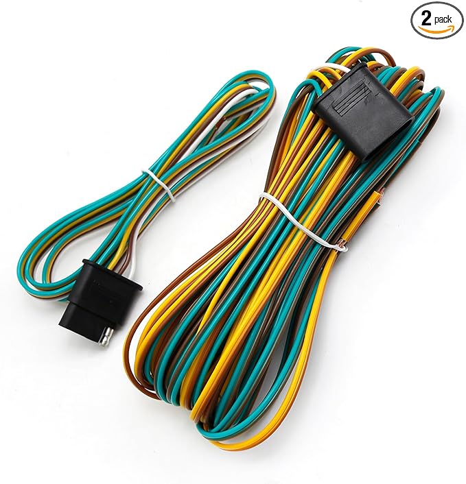 25ft Trailer Light Wiring Harness Kit, 21FT Male Plug  4FT Female Plug for Trailer Light with 4 Pin Flat Extension Connector 5 Wire Harness for Utility Boat Lights Kits