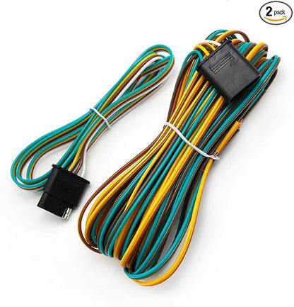 25ft Trailer Light Wiring Harness Kit, 21FT Male Plug  4FT Female Plug for Trailer Light with 4 Pin Flat Extension Connector 5 Wire Harness for Utility Boat Lights Kits