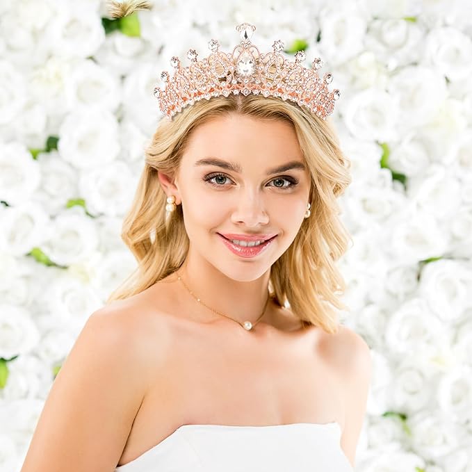 Crowns for Bridal, Crown Princess Crown Rhinestone Queen Headband Fashion Headpiece Hair Accessories for Wedding Bride Bridal Girls Women Party (Style 1)