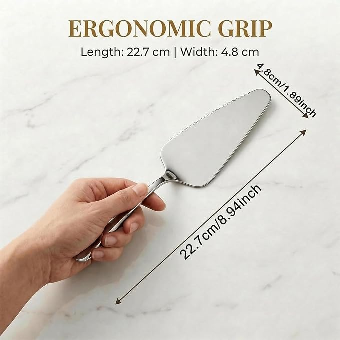 2-Piece Cake Pie Server Set, Serrated Stainless Steel Spatulas, 8.94 Inches