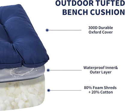 IPYNBAP Outdoor Bench Cushion, 48x18x5 Inch, Navy Blue