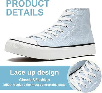 Canvas High Top Sneakers for Women Men Classic Lace Up Canvas Shoes Womens Mens Fashion High Top Sneakers Casual Tennis Walking Shoes