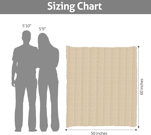 Chenille Chunky Knit Throw Blanket, Big Chenille Yarn Braided Crochet Throw Blanket: Handmade Soft Comfort for Couch Bed Sofa (Light Brown, 50"x60")