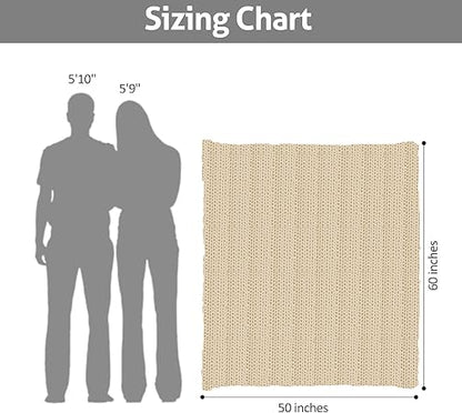 Chenille Chunky Knit Throw Blanket, Big Chenille Yarn Braided Crochet Throw Blanket: Handmade Soft Comfort for Couch Bed Sofa (Light Brown, 50"x60")