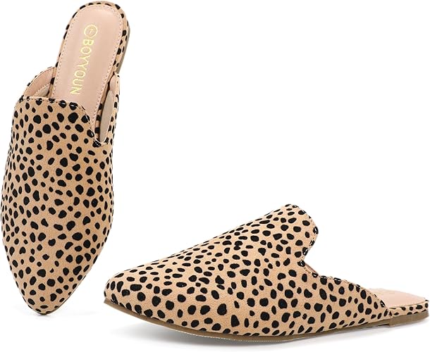 BOYYOUN Mules for Women Comfortable Slip On Backless Flats Pointed Toe Loafers for Work and Casual Wear Low Heel Closed Shoes Womens Mule