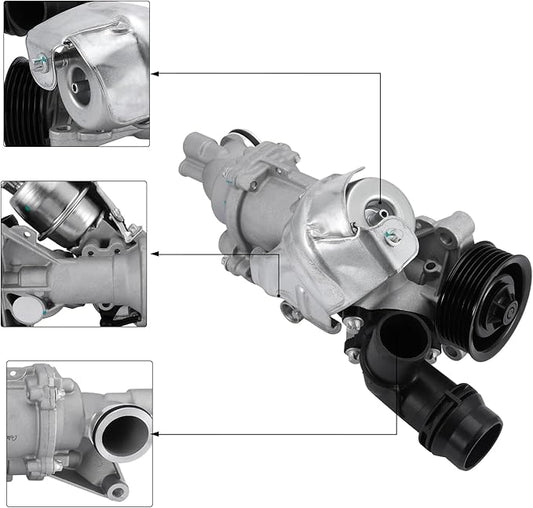 2742000301 Water Pump (4Cyl 2.0L) For Mercedes-Benz E-class W205 C250 C300,E-class W213 E200 E250 E300 GLK200 2742000800 2742001407 2742000601 Mechanical Water Pump, not Electronic Water Pump