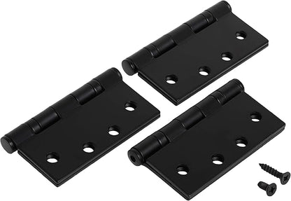 Richelieu 4822FBB Onward (3-Pack) 4-inch (102 mm) Full Mortise Ball Bearing Butt Hinge for Interior Door, Square Corner, Black Finish