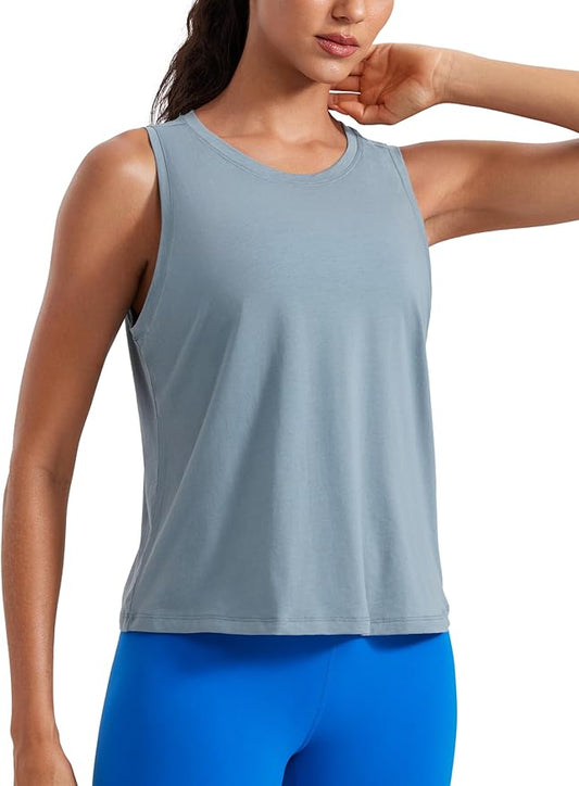 LASLULU Womens Crop Tops Sleeveless Workout Tops Halter Neck Flowy Athletic Shirts Cropped Tank Muscle Tank