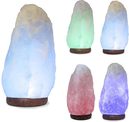 LED White-Color Changing Pure Himalayan Salt Lamp 7 Inches Tall with USB Adaptor and Wooden Base Himalite Carnival of Lights White_Salt_Lamp
