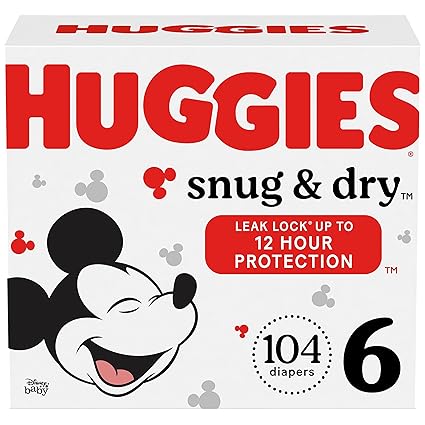 HUGGIES Snug  Dry Baby Diapers, Size 6, 104 ct, 10.300 Lb