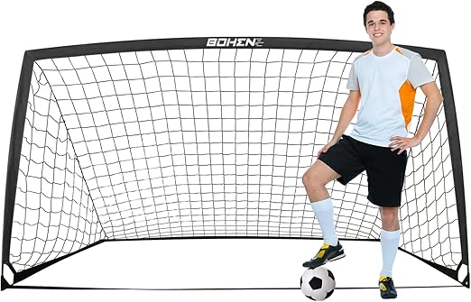 BOHEN 6x4FT/9x5FT/5x3FT Portable Soccer Goal for Kids Backyard with Carry Bag - Easy Folding Lightweight Fun for Outdoor Indoor Training Games for Teen Youth Adult