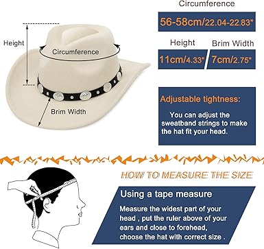 GEMVIE Cowboy Hat for Men Womens Classic Crushable Roll Up Brim Cowboy Hat Belt Buckle Western Cowboy Cowgirl Hat