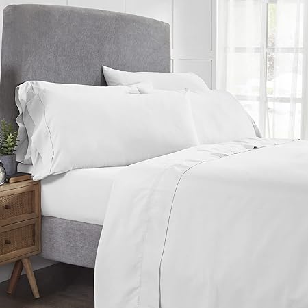 Modern Threads Soft Microfiber Solid Sheets - Luxurious Microfiber Bed Sheets - Includes Flat Sheet, Fitted Sheet with Deep Pockets,  Pillowcases White Queen
