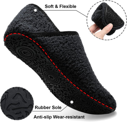 Womens Mens Slippers with Rubber Sole Soft-Lightweight House Slipper Socks Around House Shoes Non Slip Indoor/Outdoor