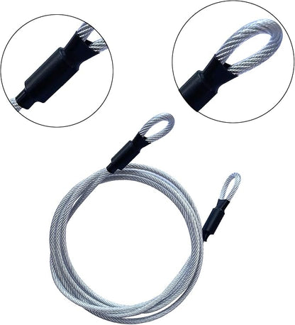 4FT 5mm Security Cable Lock,Braided Steel Vinyl Coated Safety Cable Luggage Lock,Flexible Steel Cable Security Wire Rope Double Loop