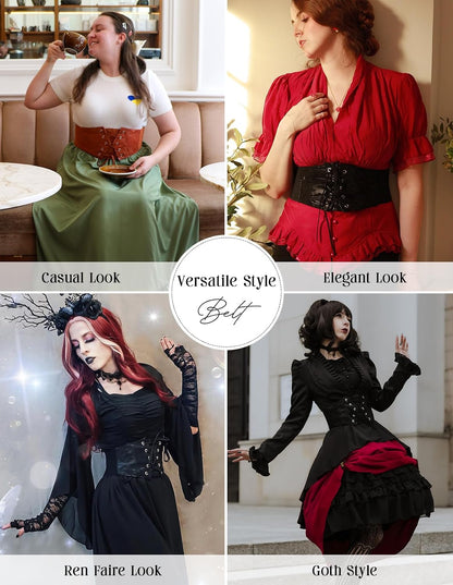 GRACE KARIN Women's Elastic Wide Waist Belt Renaissance Pirate Corset Cinch Belt Cosplay Costume with Press Button