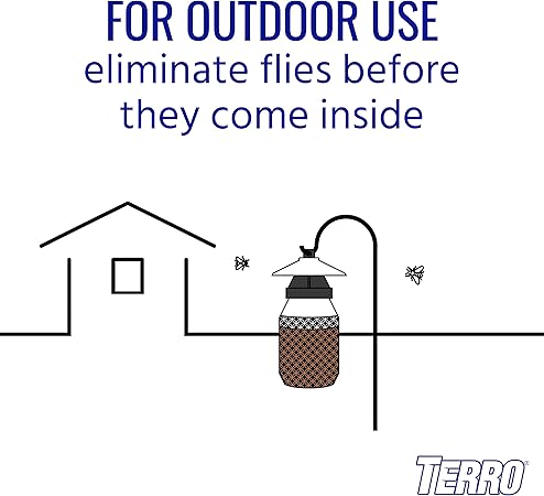 TERRO T380 Outdoor Reusable Fly Magnet Fly Trap - Poison Free Fly Killer and Trap with Bait
