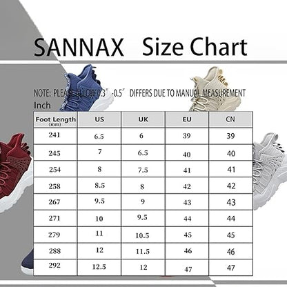 SANNAX Mens Fashion Sneaker High-Top Casual Sports Athletic Walking Shoe Running Shoes