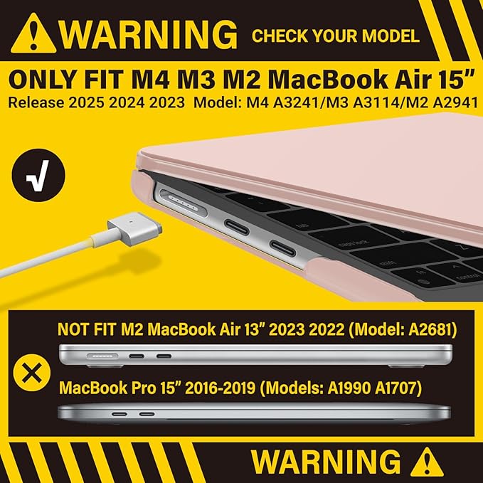 IBENZER Compatible with 2025 2024 2023 MacBook Air 15 Inch Case M4 A3241 M3 A3114 M2 A2941, Hardshell Case KeyboardCoverType-C for Mac Air 15.3" Liquid Retina Display, Sakura Pink, AT15-SKPK1TC