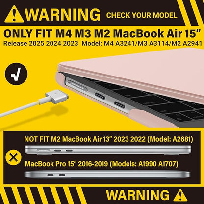 IBENZER Compatible with 2025 2024 2023 MacBook Air 15 Inch Case M4 A3241 M3 A3114 M2 A2941, Hardshell Case KeyboardCoverType-C for Mac Air 15.3" Liquid Retina Display, Sakura Pink, AT15-SKPK1TC