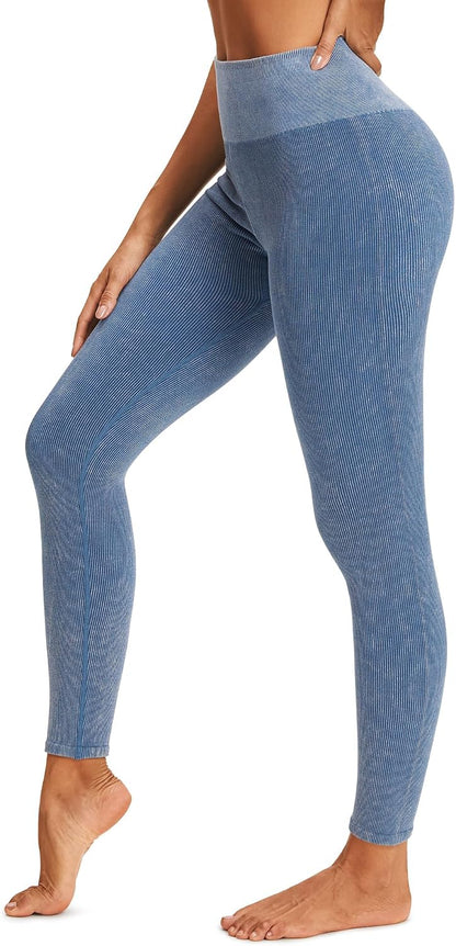 Stelle Workout Ribbed Seamless Leggings for Women High Waist Tummy Control Gym Leggings Athletic Yoga Pants