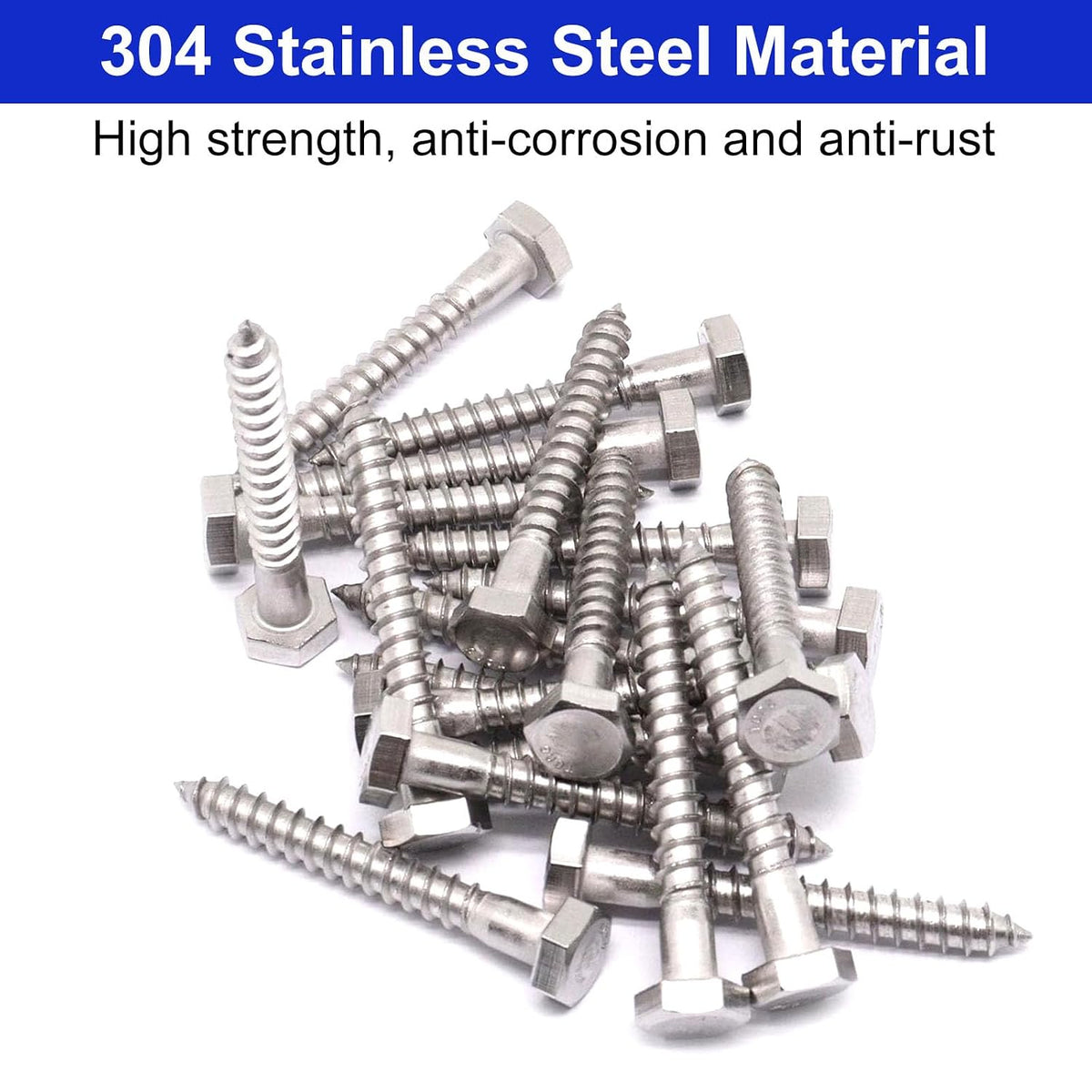 3/8" X 3-1/2" Hex Lag Screws, 304 Stainless Steel Lag Screws Bolts for Wood (16PCS, Black)