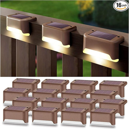 DenicMic Solar Deck Lights 16 Pack Solar Step Lights Outdoor for Patio, Deck,Stairs, Fence Post.,Step,and Yard, Weatherproof LED Deck Lighting Outdoor (Warm White)