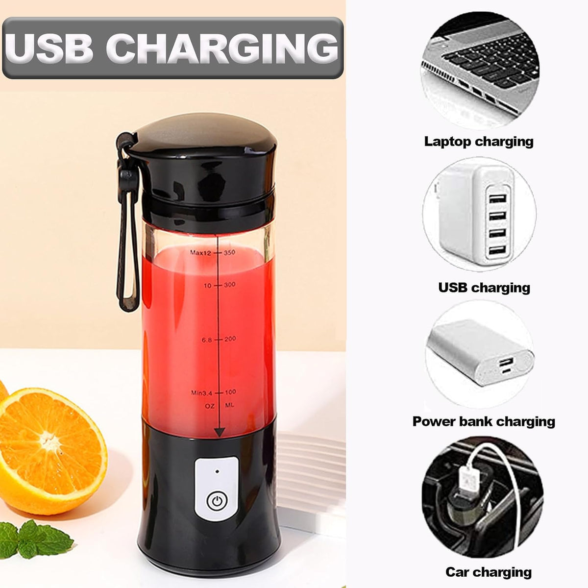 Mini Portable Blender For Shakes and Smoothies,Personal Size Juice Mixing?Leakproof-Lid, Compact, USB-C Rechargeable, Crodless, Convenient for Kitchen, Home, Travel