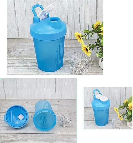 Blender Shaker Bottle w. Classic Loop Top & Stainless Whisk Ball-Perfect for Protein Shakes and Pre Workout (16 Oz-400ML, Blue Top/Blue Cup), Full Color-16 Oz