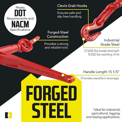 DC Cargo Heavy-Duty Ratcheting Chain Binder 516"-38", Load Binders with 5,400 lbs Working Load Limit - Chain Binders Ratcheting for Secure and Safe Transport (Pack of 4)