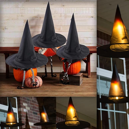 Halloween Costume Witch Hat, Cap Decoration Accessory with Hanging Rope for Halloween Yard Decor Holiday Party Favor