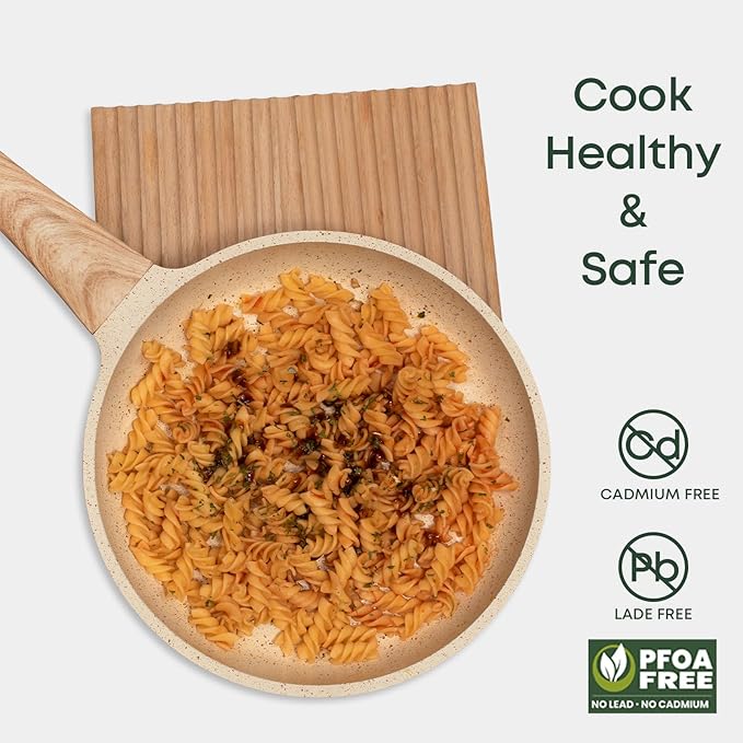 8 Inch Nonstick Frying Pan Skillet with Lid,Granite Non Stick Omelet Pans,Induction Compatible Egg Pan with Heat Resistant Handle,PFOA Free