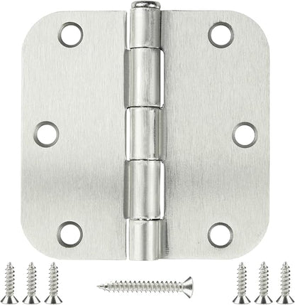 12 Pack Nickel Door Hinges Brushed Nickel Hinges for Doors 3 1/2 Interior Door Hinges Satin Nickel 3.5"x3.5 Inch Hinges Rounded 5/8" Radius Standard Residential Bedroom Door Hinge Sturdy Door Hardware