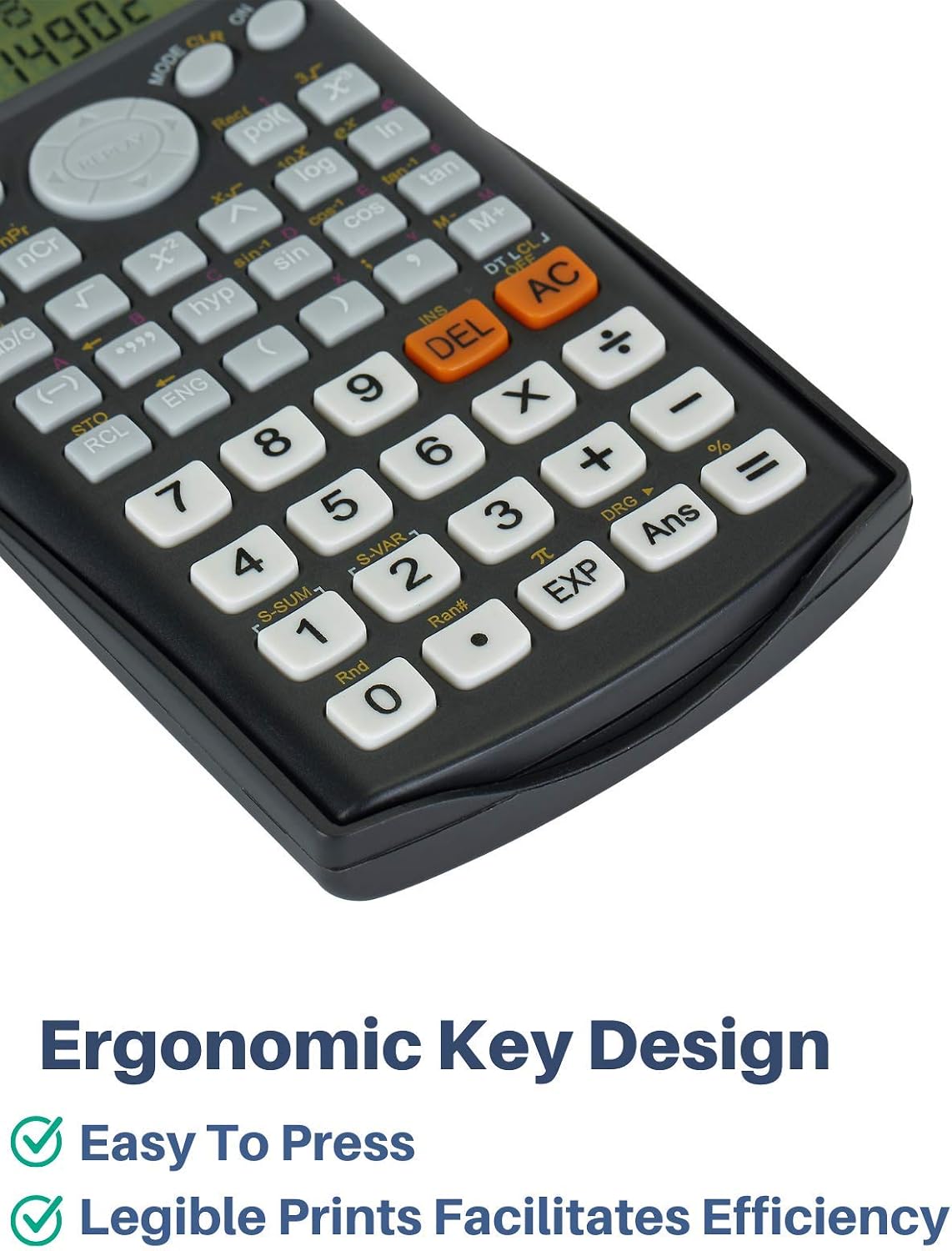 Scientific Calculator - Solar Powered, 2 Line Display, Fraction & Statistics Calculations for School, College & High School Use