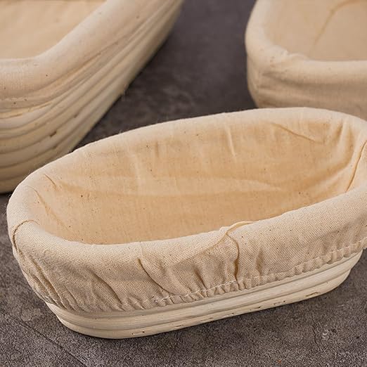 Bread Basket-Sourdough Proofing Basket-Proofing Basket-9.8 inch Oval Proofing Bowl with Liner for Home Baker Baking Tool Kits (Oval)