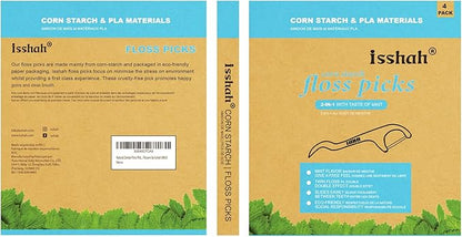 Natural Dental Floss Picks - 50 Count - PETA Approved, BPA Free, Vegan, Sustainable, Eco Friendly, Natural Dental Flossers by Isshah (Mint)