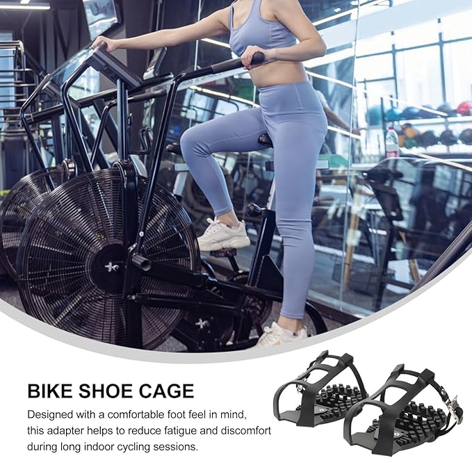 BESPORTBLE Toe Cage Adapters 1 Pair Toe Cages for Indoor Cycling Pedals Exercise Bicycle Pedals Adapters Fitness Bike Shoe Cage Bike Pedals Exercising Bike Pedals Black