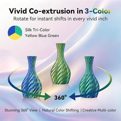 Kingroon PLA 3D Printer Filament, Silk PLA Filament, (1kg Silk Yellow Blue Green)