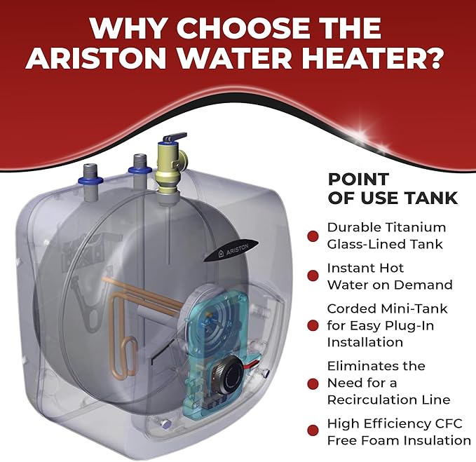 4 Gallon Capacity, 120-Volt  Ariston Andris Mini Tank Electric Water Heater  Heating Solution for Under Sink, RV, and Compact Spaces, Smart Boost for Versatile Heating, Simple Installation