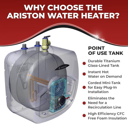 4 Gallon Capacity, 120-Volt  Ariston Andris Mini Tank Electric Water Heater  Heating Solution for Under Sink, RV, and Compact Spaces, Smart Boost for Versatile Heating, Simple Installation