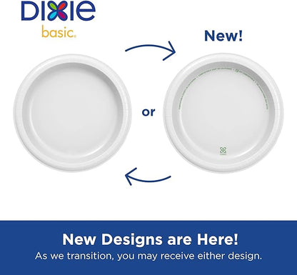 Dixie Basic 8.5 Inch Light-Weight Paper Plates By GP PRO, White, 500 Count (125 Disposable Plates Per Pack, 4 Packs Per Case), DBP09W