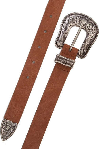 Lucky Brand Women's Western Leather Belt | Classic | Fashion | Vintage | Buffalo Leather | Western-Inspired