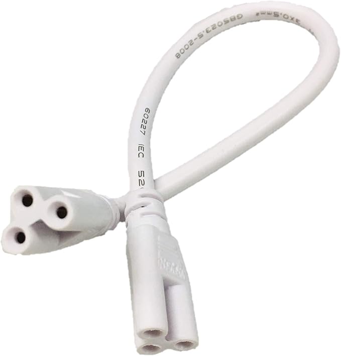 1FT Interconnecting Cable LED T8 Tube Light Connector Clover White Replace 1 FT.