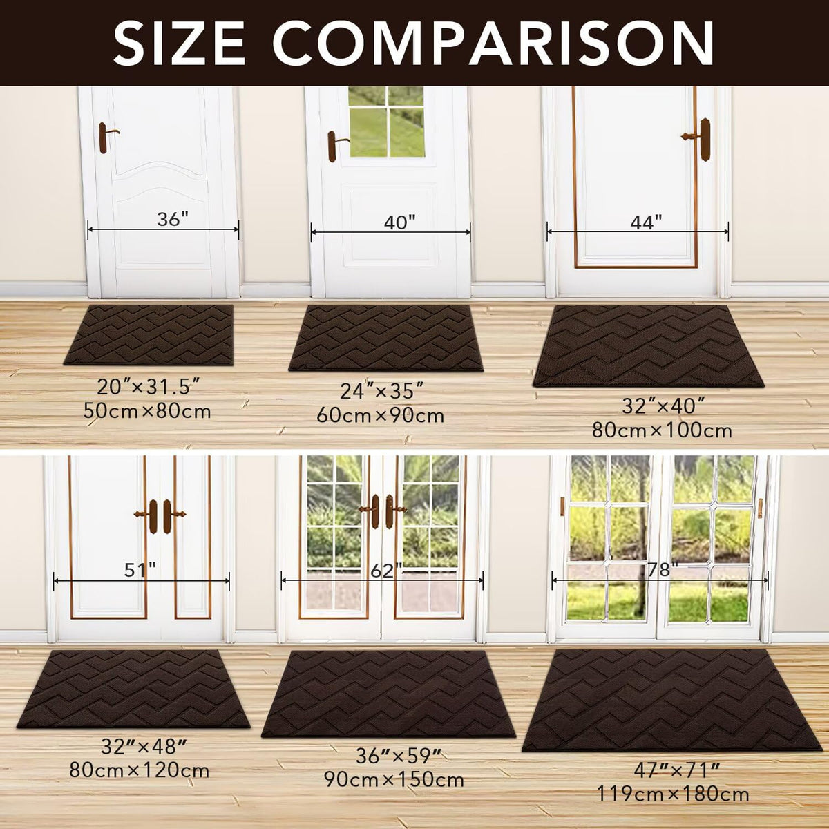 Indoor Doormat,Welcome Door mat,Non Slip Door Mats 20"x32" Absorbent Resist Dirt Entrance Inside Floor Mats for Entryway Washable Low-Profile(Coffee)