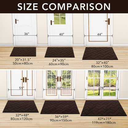 Indoor Doormat,Welcome Door mat,Non Slip Door Mats 20"x32" Absorbent Resist Dirt Entrance Inside Floor Mats for Entryway Washable Low-Profile(Coffee)