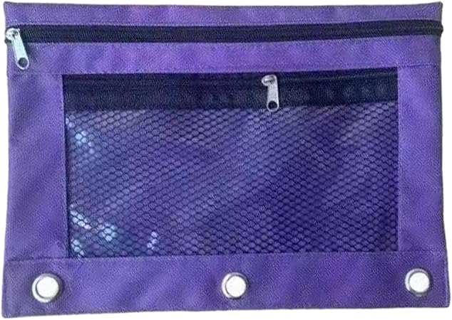 jyibinee Backpack Pencil Pouch Tear-Resistant Pencil Holder Mesh Windows Zippered Stationery Storage Bag for Pencils Large Capacity Durable Fabric Pouch Purple