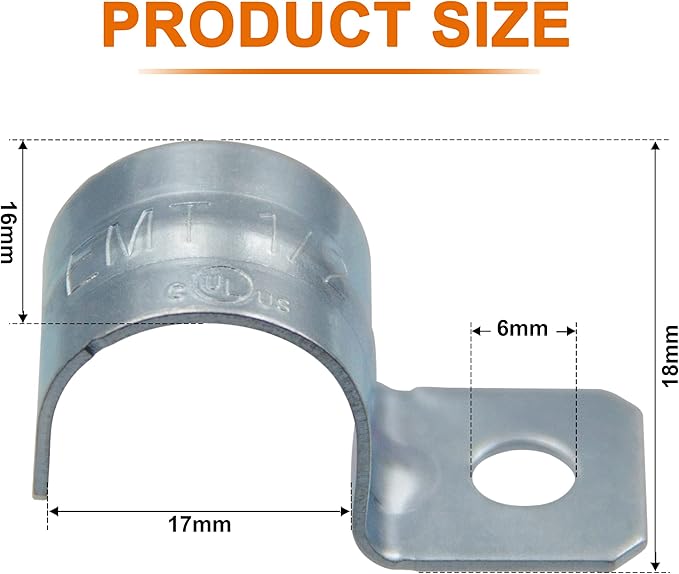 ISPINNER 25pcs 12 Inch Zinc Plated Steel EMT Pipe Straps with 1 Hole for EMT Conduit or Pipe Fixing
