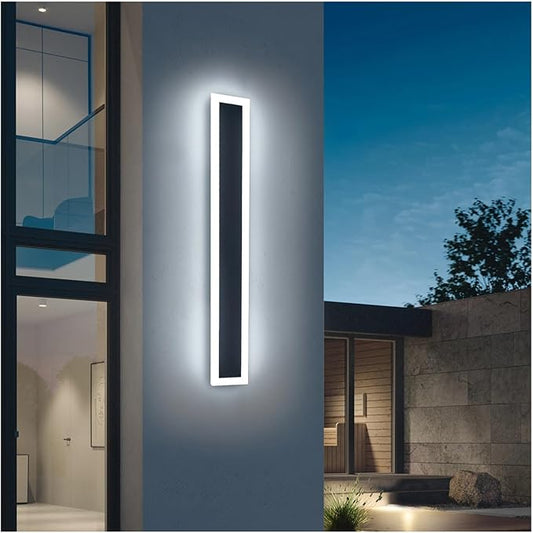 Modern Outdoor LED Wall Lamp 18W 3000K Warm Light Fixture for Aisles, Garages, and Porches - Black & White Design